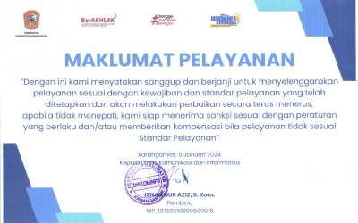 Maklumat Pelayanan Dinas Komunikasi dan Informatika Kabupaten Karanganyar